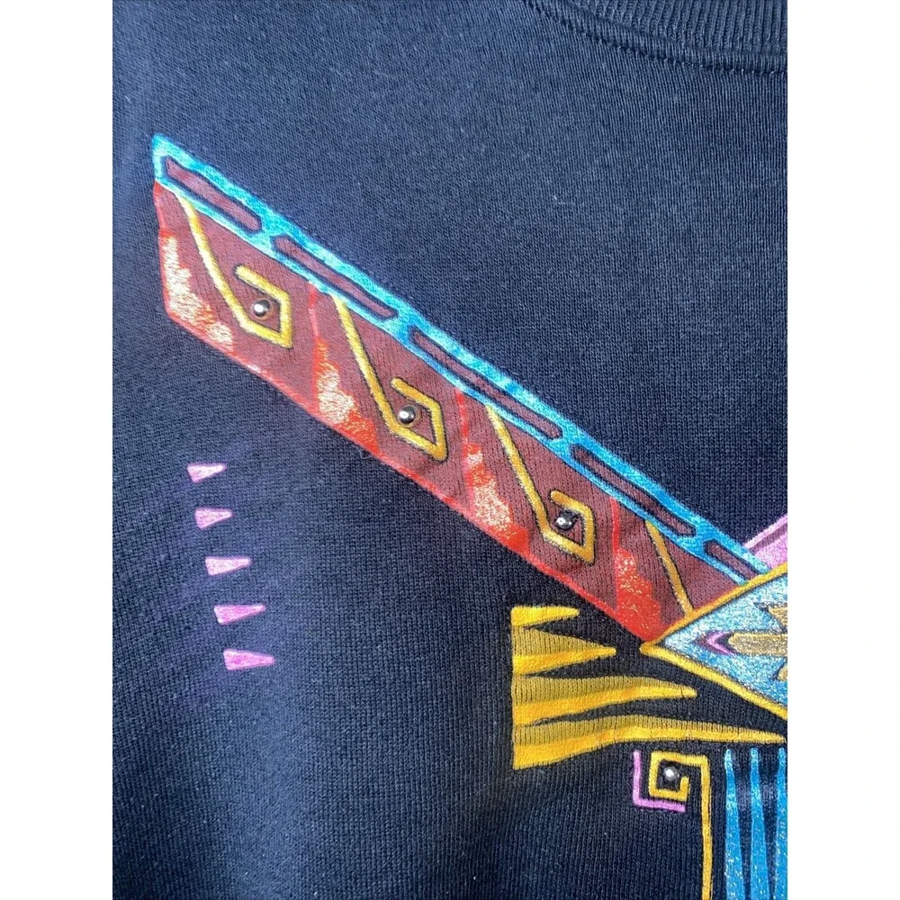 jerzees Native American Sweater Tribal Indian Feather Aztec Beads M USA 3D - Picture 4 of 11